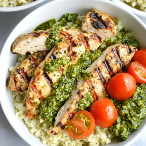 Grilled Pesto Chicken Couscous Bowls