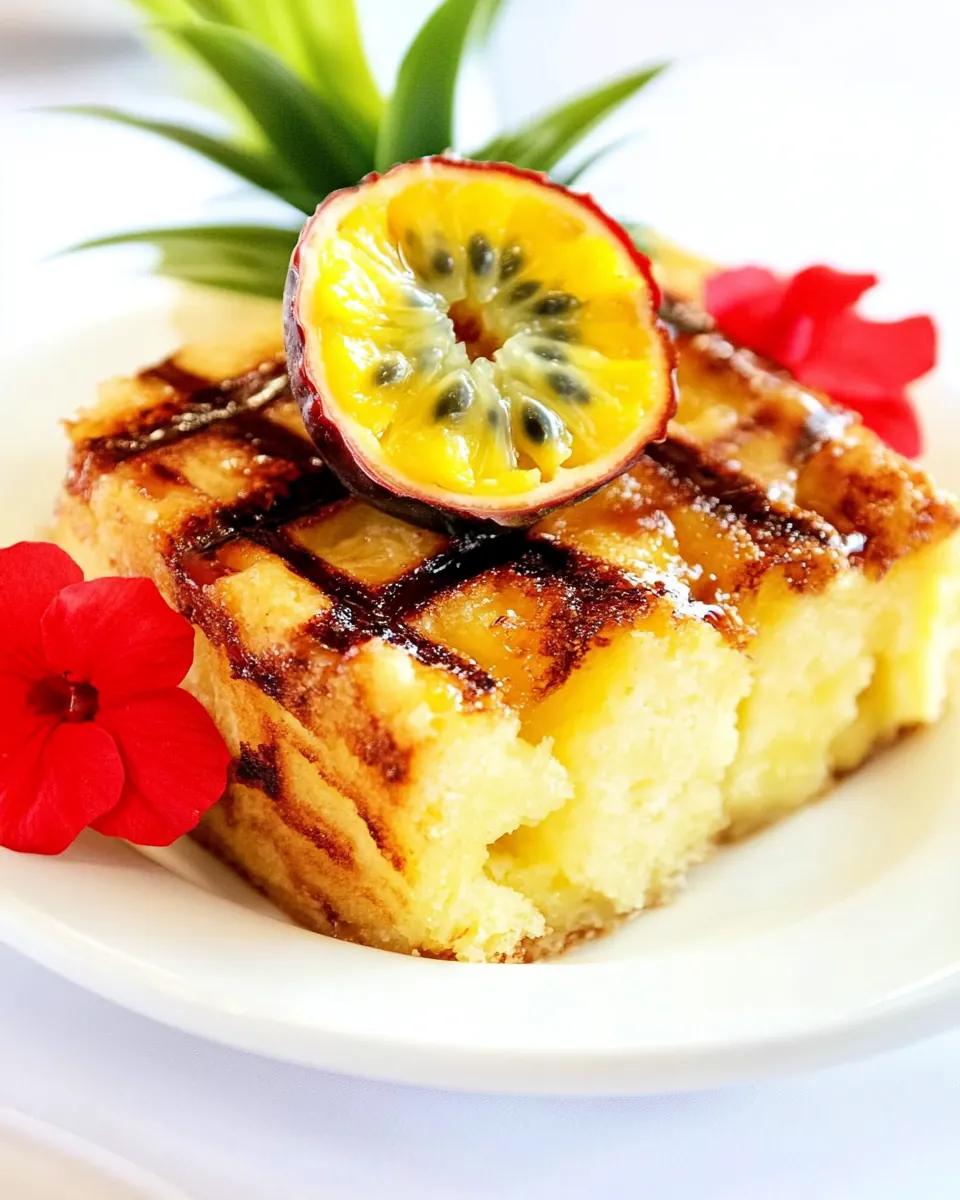 Grilled Pound Cake with Pineapple and Passion Fruit