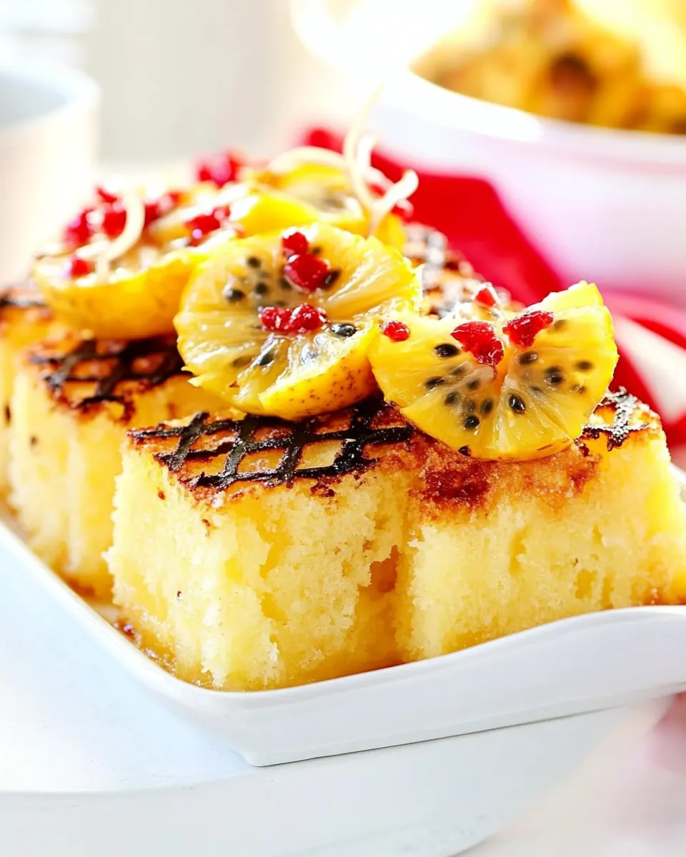 Grilled Pound Cake with Pineapple and Passion Fruit
