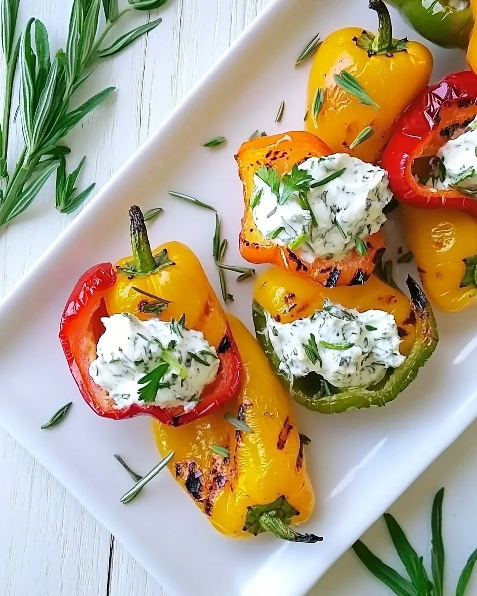Grilled Rainbow Peppers with Herb Cream Cheese