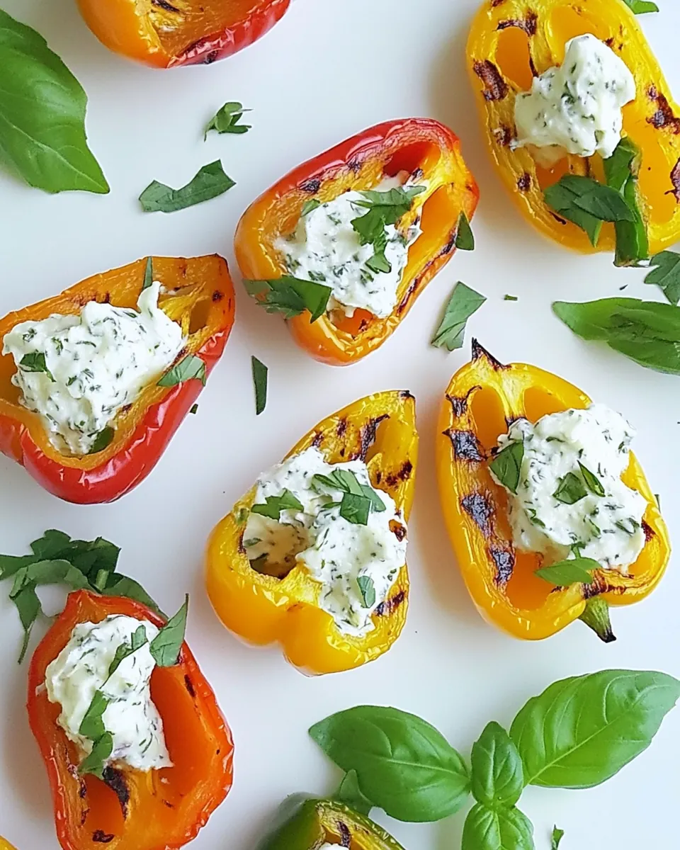 Grilled Rainbow Peppers with Herb Cream Cheese