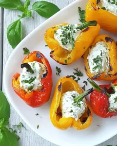 Grilled Rainbow Peppers with Herb Cream Cheese
