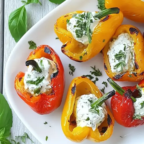 Grilled Rainbow Peppers with Herb Cream Cheese