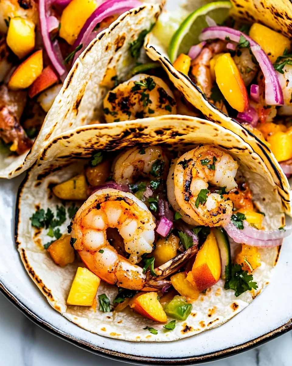 Grilled Shrimp Tacos with Peach Salsa