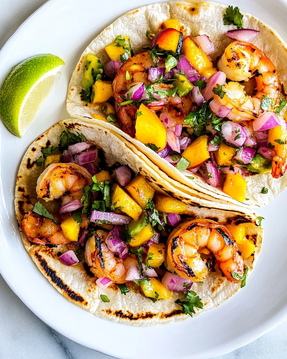 Grilled Shrimp Tacos with Peach Salsa