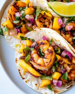 Grilled Shrimp Tacos with Peach Salsa