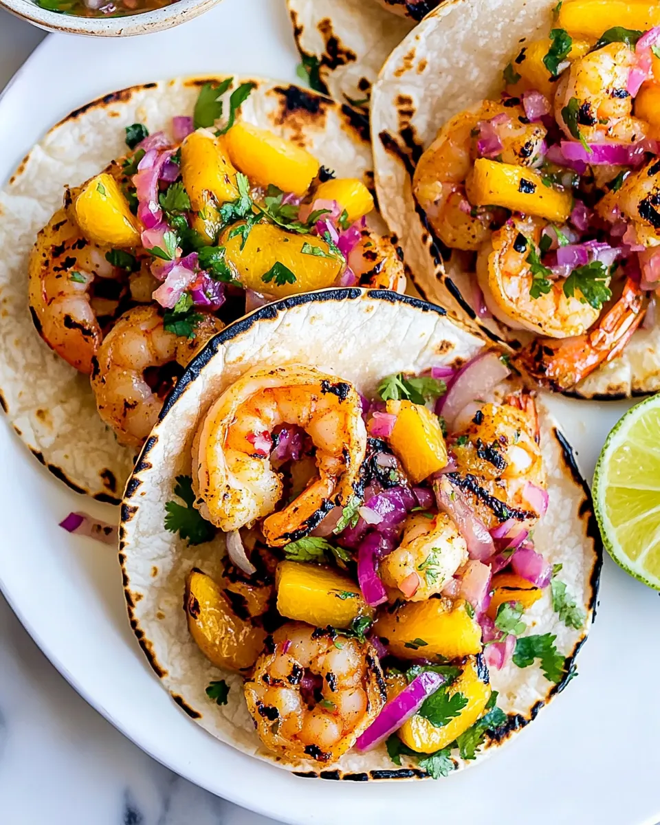 Grilled Shrimp Tacos with Peach Salsa