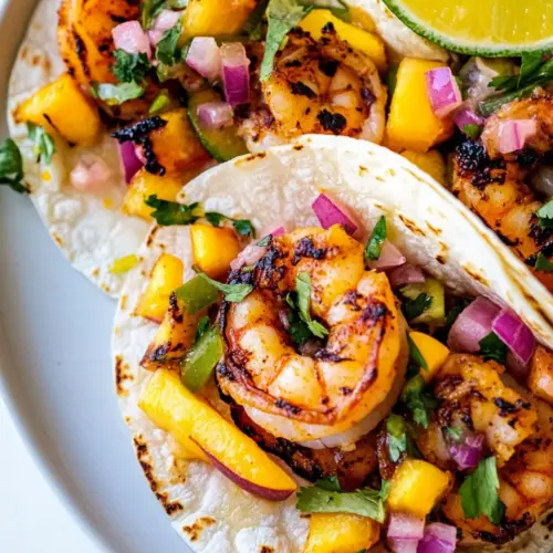 Grilled Shrimp Tacos with Peach Salsa