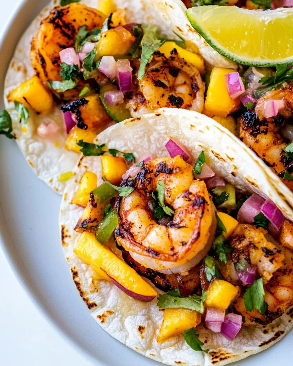 Grilled Shrimp Tacos with Peach Salsa
