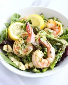 Grilled Shrimp and Asparagus Salad with Lemon Pesto Dressing