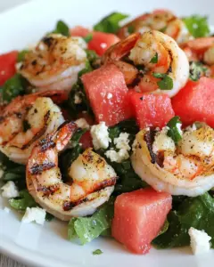 Grilled Shrimp and Watermelon Chopped Salad