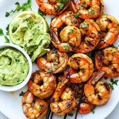 Grilled Spicy Lime Shrimp with Creamy Avocado Cilantro Sauce
