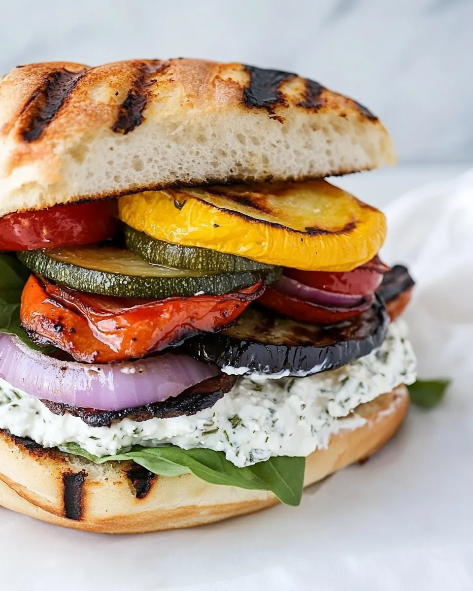 Grilled Vegetable Sandwich with Herbed Ricotta