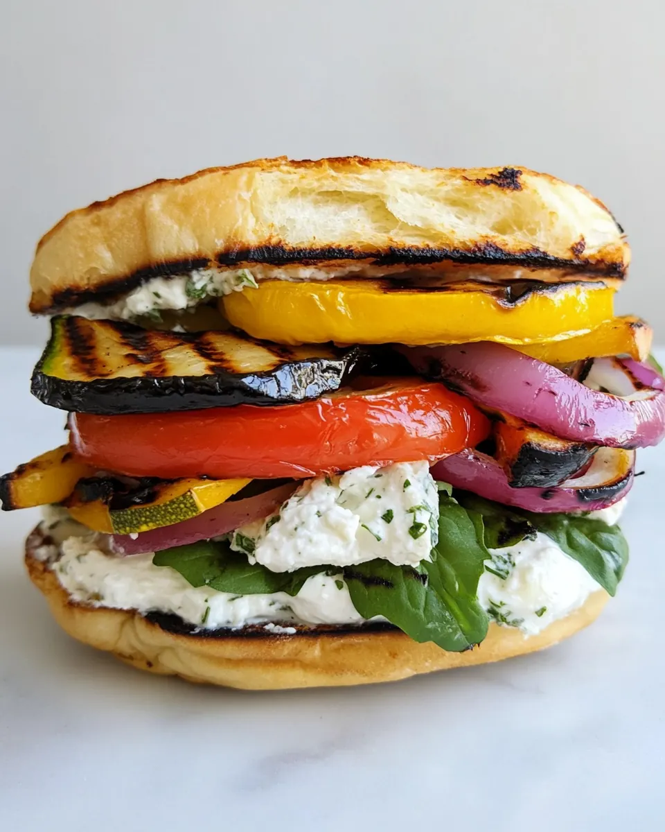 Grilled Vegetable Sandwich with Herbed Ricotta