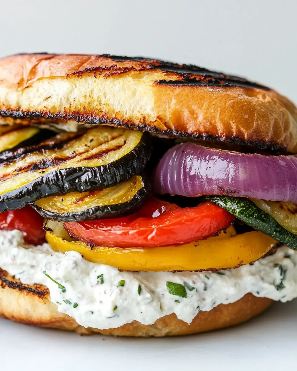 Grilled Vegetable Sandwich with Herbed Ricotta