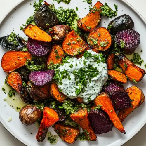 Grounding Roasted Roots with Herbed Jalapeño Yogurt Sauce