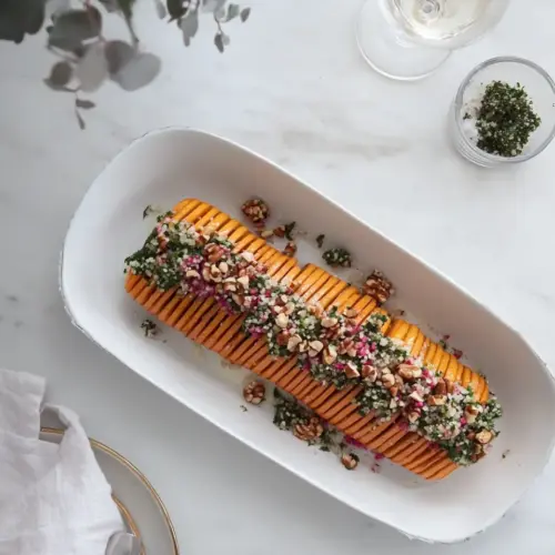 Hasselback Butternut Squash with Walnut Gremolata