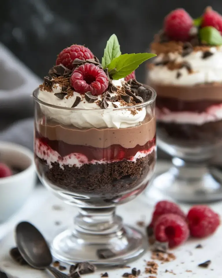 Healthy Brownie Chocolate Raspberry Mousse Parfaits