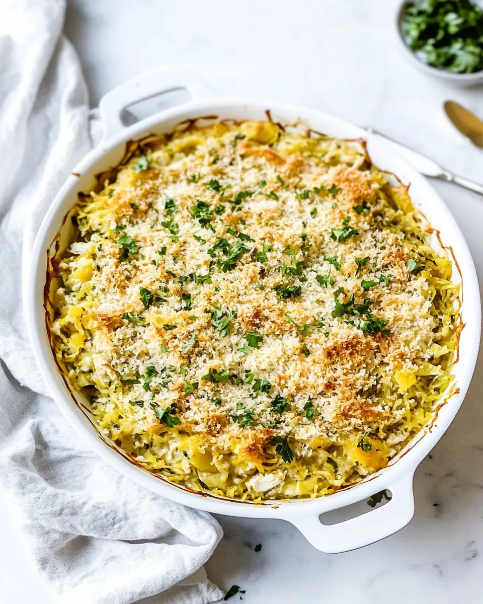 Healthy Chicken Noodle Casserole with Spaghetti Squash