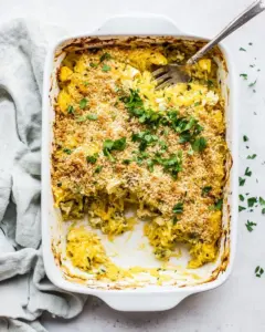 Healthy Chicken Noodle Casserole with Spaghetti Squash