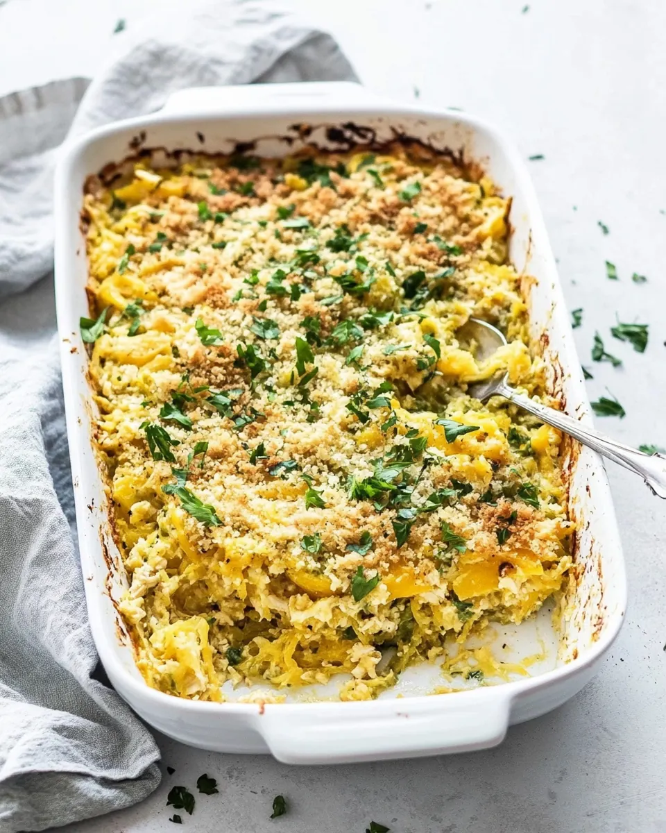 Healthy Chicken Noodle Casserole with Spaghetti Squash