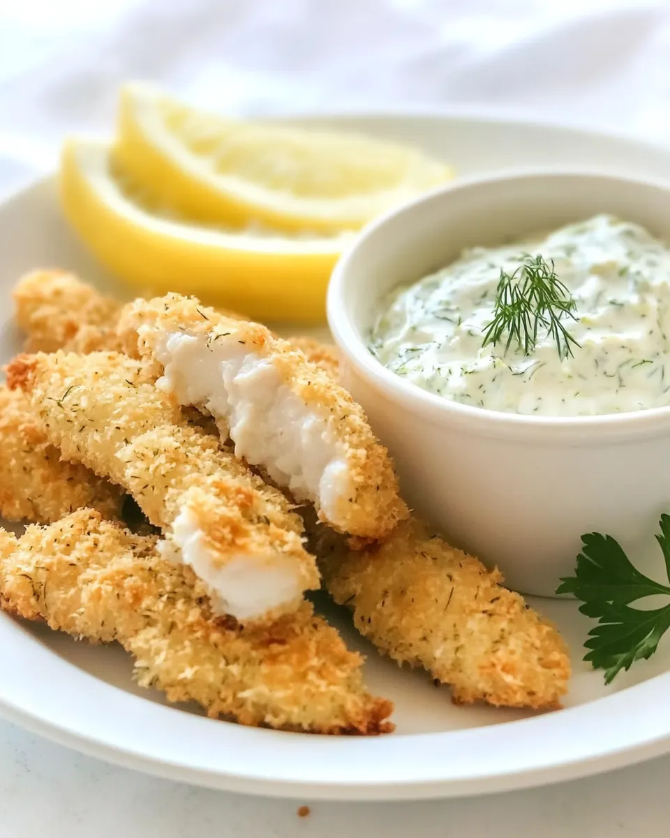 Healthy Fish Sticks Recipe with Cucumber Dill Sauce