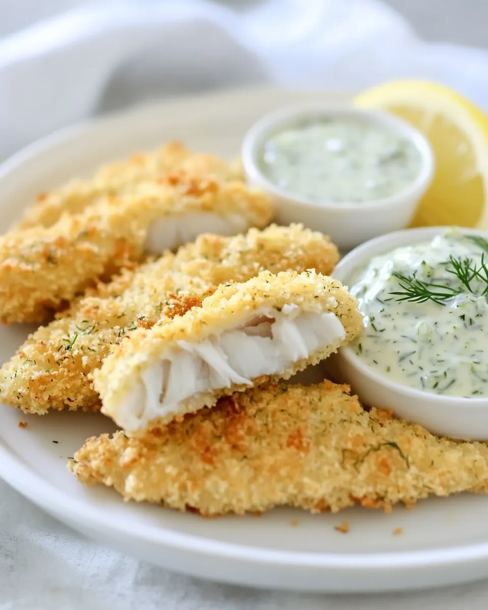 Healthy Fish Sticks Recipe with Cucumber Dill Sauce