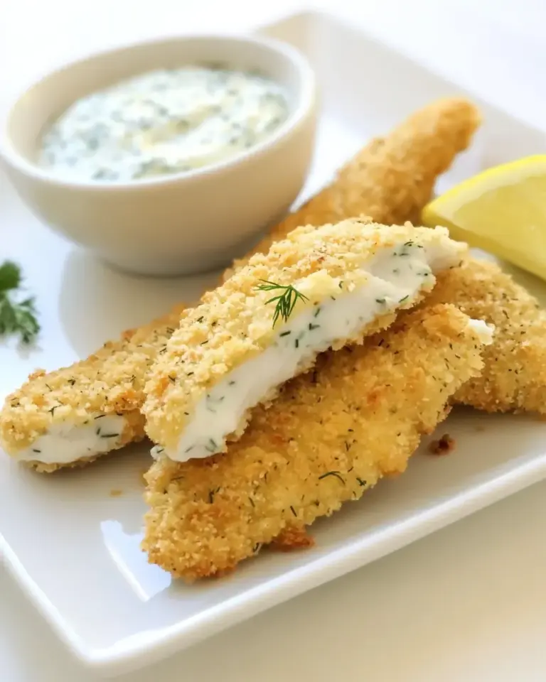 Healthy Fish Sticks Recipe with Cucumber Dill Sauce