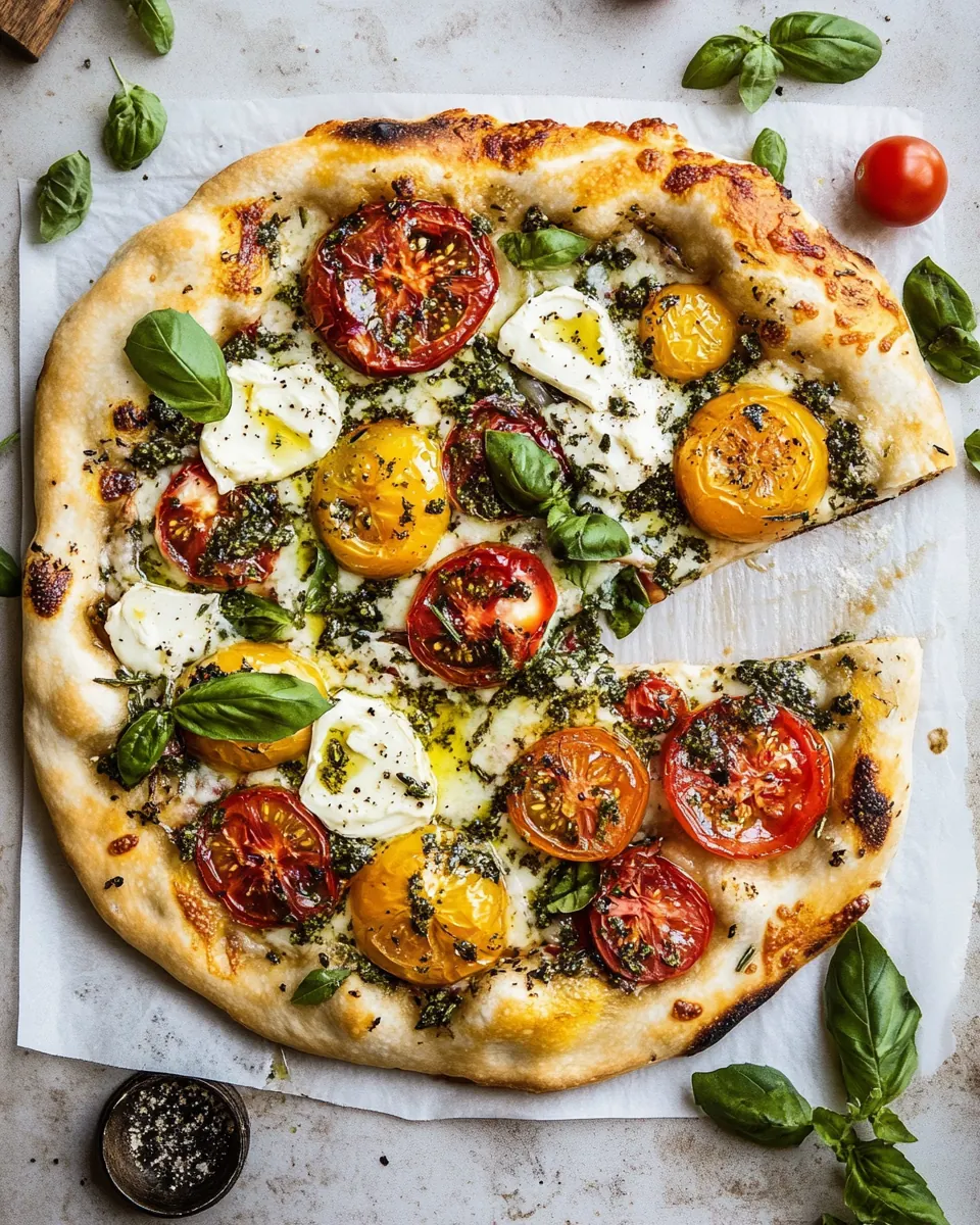 Herbed Butter Heirloom Tomato Pizza