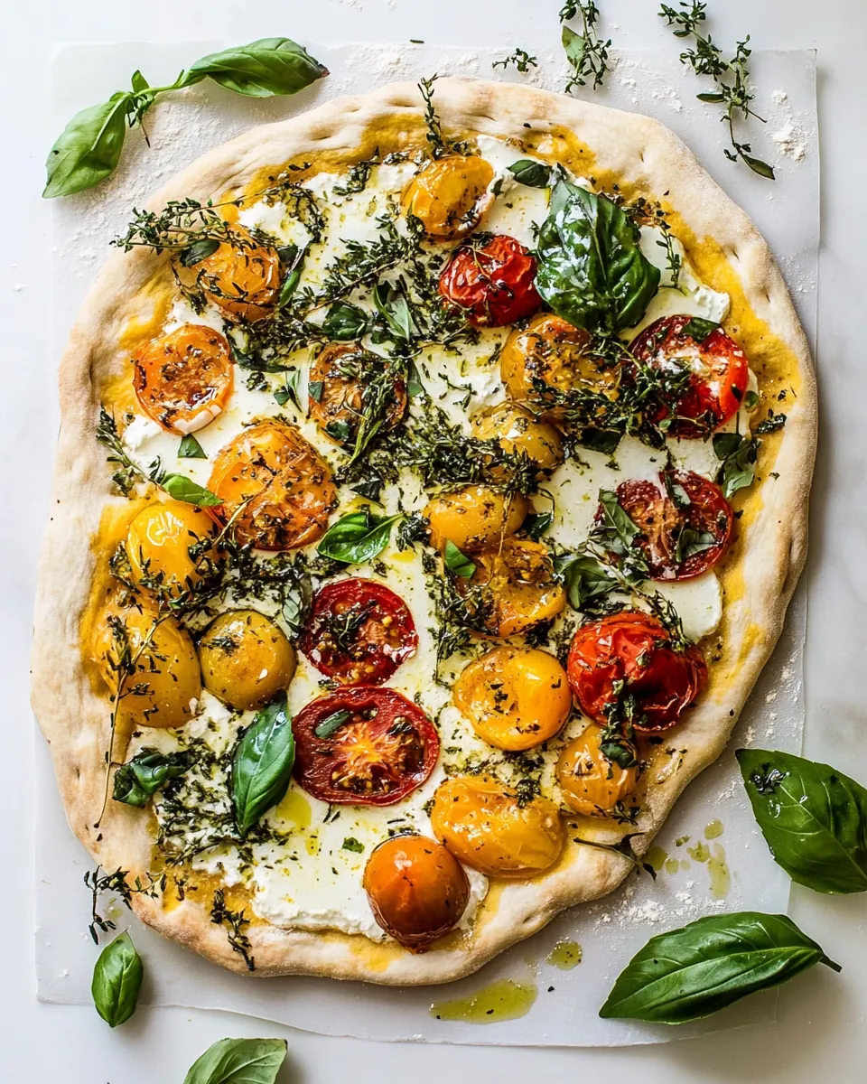 Herbed Butter Heirloom Tomato Pizza