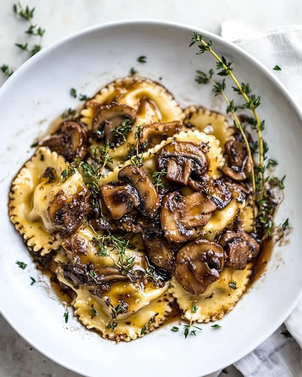 Herby Buttered Balsamic Mushroom Ravioli