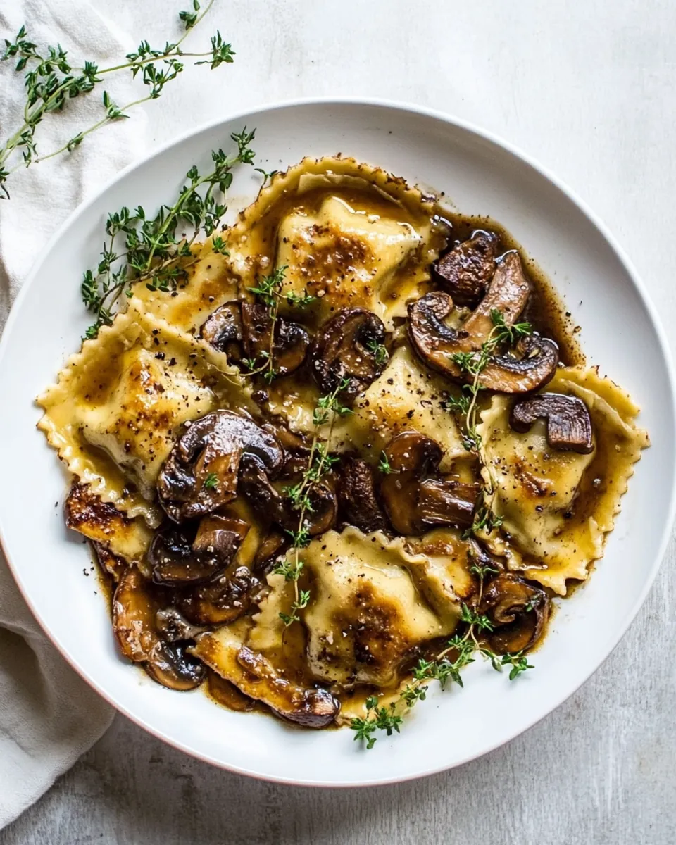 Herby Buttered Balsamic Mushroom Ravioli