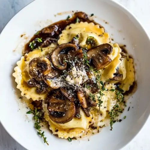Herby Buttered Balsamic Mushroom Ravioli