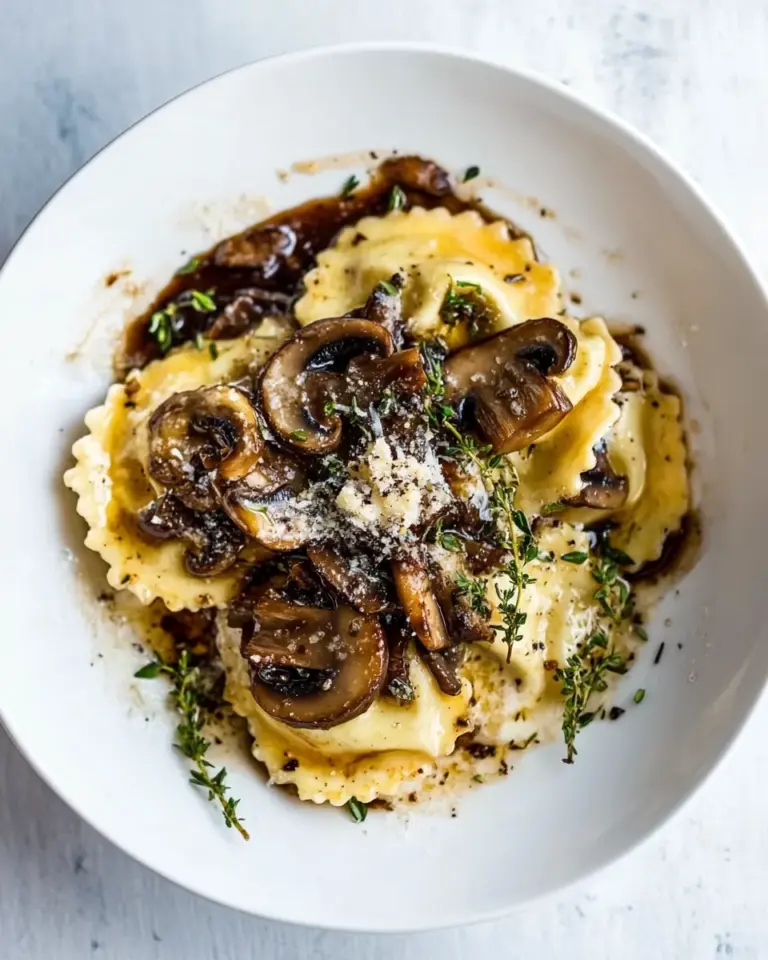 Herby Buttered Balsamic Mushroom Ravioli