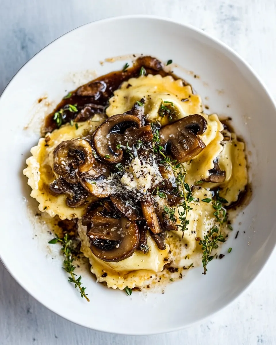 Herby Buttered Balsamic Mushroom Ravioli