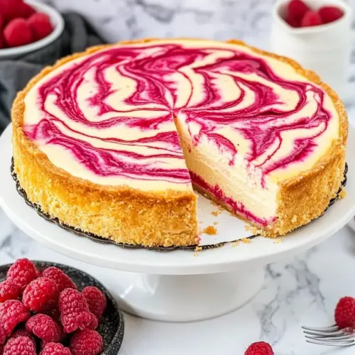 Homemade Raspberry Swirl Cheesecake