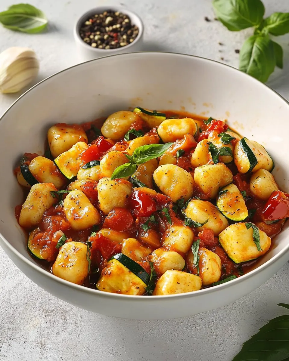 Homemade Zucchini Gnocchi in Rustic Tomato Sauce