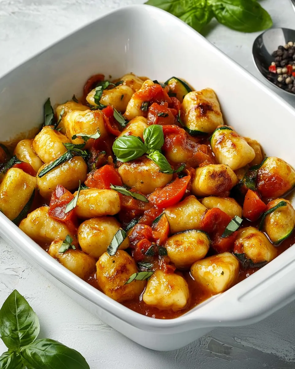 Homemade Zucchini Gnocchi in Rustic Tomato Sauce