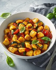 Homemade Zucchini Gnocchi in Rustic Tomato Sauce