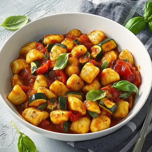 Homemade Zucchini Gnocchi in Rustic Tomato Sauce