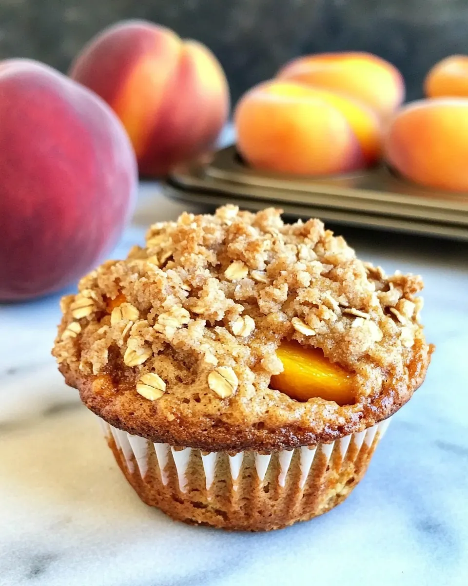 Honey Peach Muffins with Oat Streusel Topping