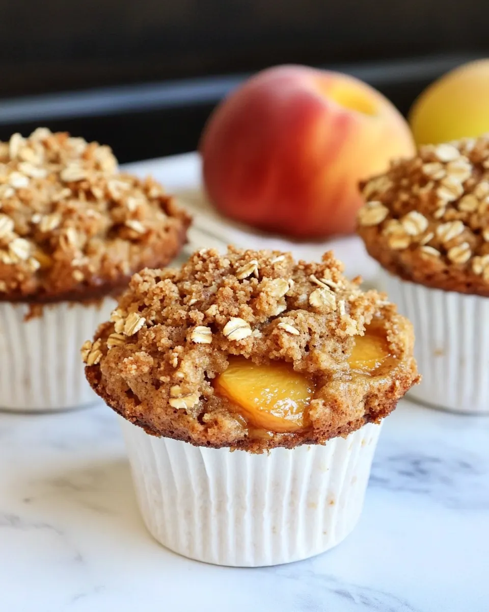 Honey Peach Muffins with Oat Streusel Topping