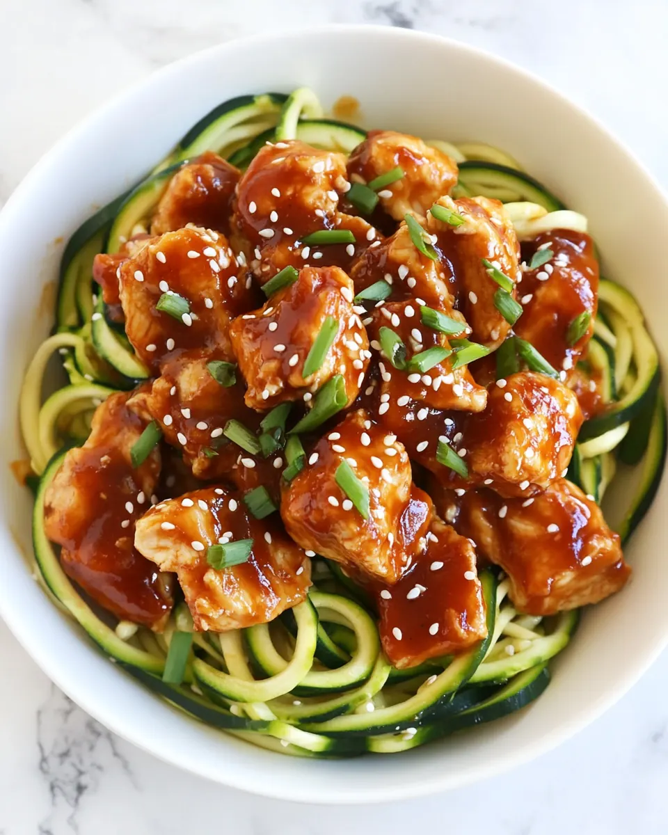Honey Sriracha Chicken Zucchini Zoodles