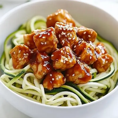 Honey Sriracha Chicken Zucchini Zoodles