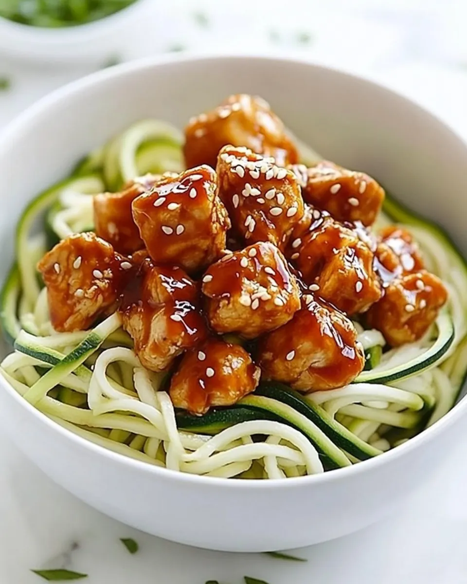Honey Sriracha Chicken Zucchini Zoodles