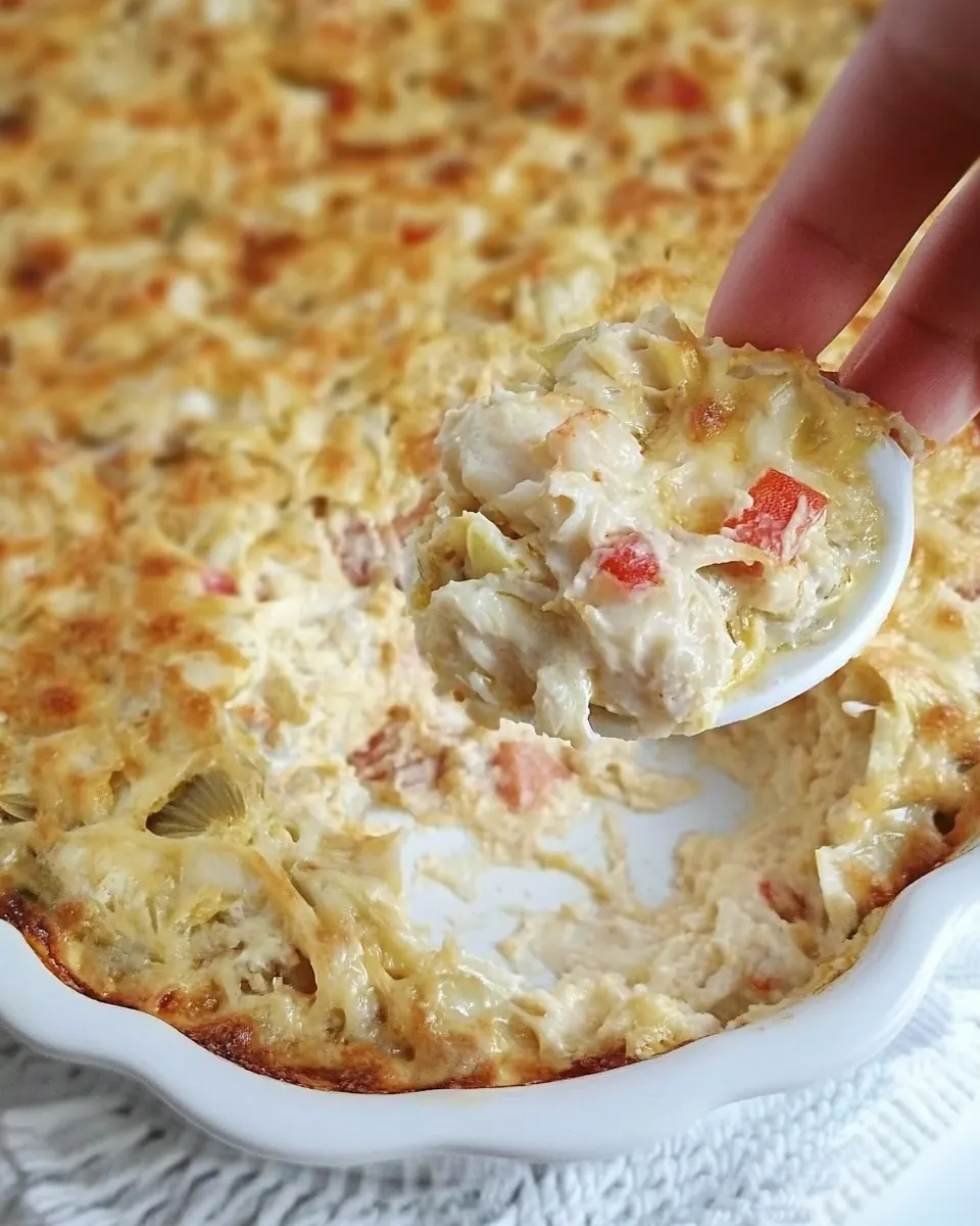Hot and Cheesy Crab and Artichoke Dip