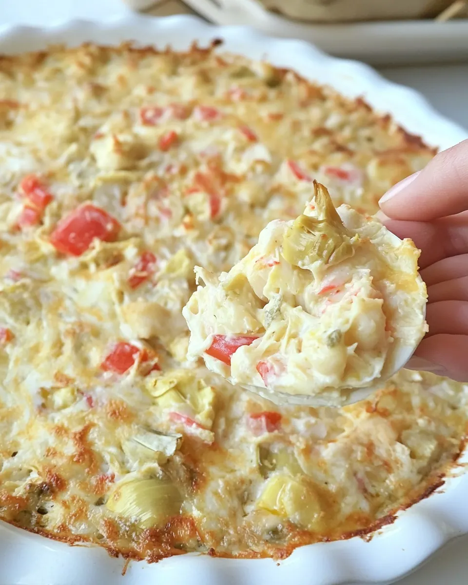 Hot and Cheesy Crab and Artichoke Dip