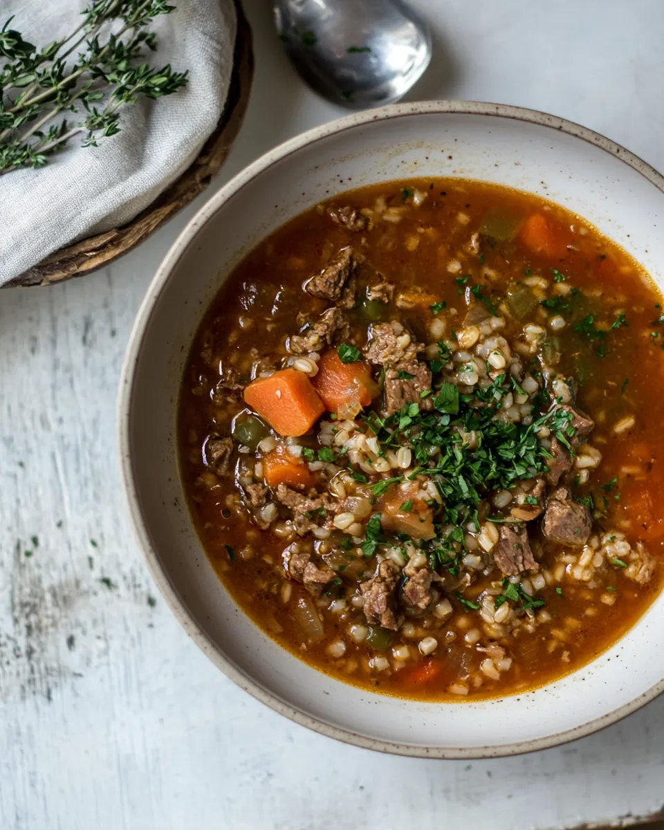 Instant Pot Hearty Beef Vegetable Soup with Barley