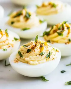 Italian Deviled Eggs with Garlic and Basil