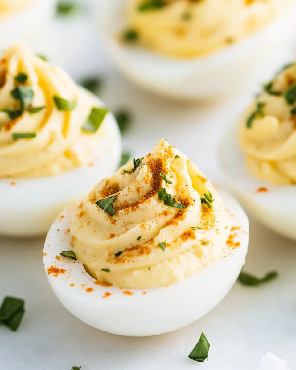 Italian Deviled Eggs with Garlic and Basil